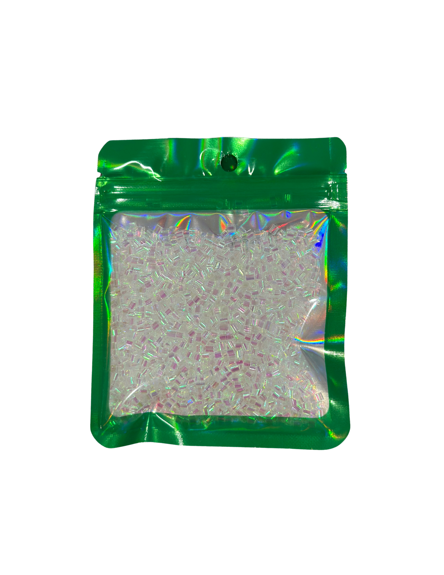 CLEAR IRIDESCENT BINGSU BEAD BAG